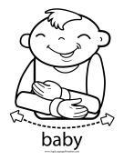 Baby Sign Language "Baby" sign (outline) sign language printable