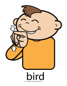 Baby Sign Language "Bird" sign (color) sign language printable