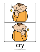 Baby Sign Language "Cry" sign (color) sign language printable