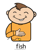 Baby Sign Language "Fish" sign (color) sign language printable