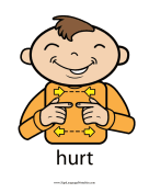 Baby Sign Language "Hurt" sign (color) sign language printable