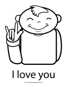 Baby Sign Language "I Love You" sign (outline) sign language printable