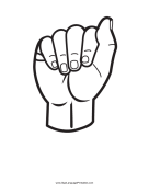 Letter A (outline, no label) sign language printable