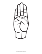 Letter B (outline, no label) sign language printable