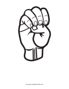 Letter E (outline, no label) sign language printable