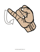 Letter J (color, no label) sign language printable