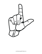 Letter L (outline, no label) sign language printable