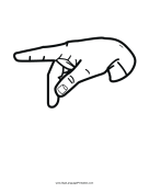 Letter P (outline, no label) sign language printable