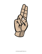 Letter U (color, no label) sign language printable