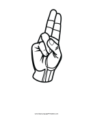 Letter U (outline, no label) sign language printable