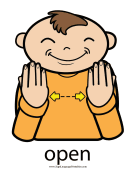 Baby Sign Language "Open" sign (color) sign language printable
