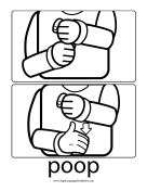 Baby Sign Language "Poop" sign (outline) sign language printable