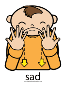 Baby Sign Language "Sad" sign (color) sign language printable