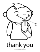 Baby Sign Language "Thank You" sign (outline) sign language printable
