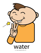 Baby Sign Language "Water" sign (color) sign language printable