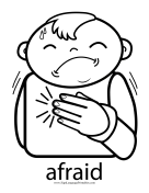 Baby Sign Language "Afraid" sign (outline) sign language printable