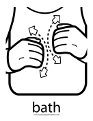 Baby Sign Language "Bath" sign (outline) sign language printable