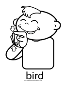 Baby Sign Language "Bird" sign (outline) sign language printable