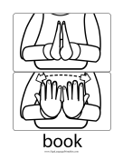 Baby Sign Language "Book" sign (outline) sign language printable