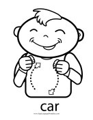 Baby Sign Language "Car" sign (outline) sign language printable