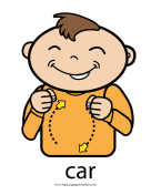 Baby Sign Language "Car" sign (color) sign language printable