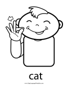 Baby Sign Language "Cat" sign (outline) sign language printable