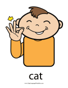Baby Sign Language "Cat" sign (color) sign language printable
