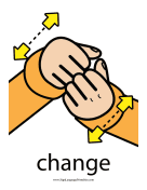 Baby Sign Language "Change" sign (color) sign language printable