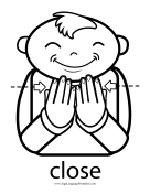 Baby Sign Language "Close" sign (outline) sign language printable