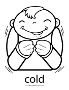 Baby Sign Language "Cold" sign (outline) sign language printable