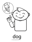 Baby Sign Language "Dog" sign (outline) sign language printable