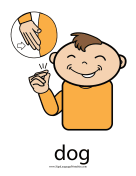 Baby Sign Language "Dog" sign (color) sign language printable