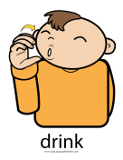 Baby Sign Language "Drink" sign (color) sign language printable