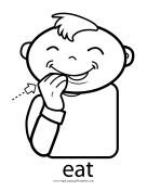 Baby Sign Language "Eat" sign (outline) sign language printable