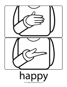 Baby Sign Language "Happy" sign (outline) sign language printable