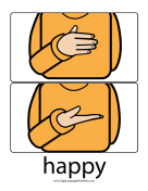 Baby Sign Language "Happy" sign (color) sign language printable
