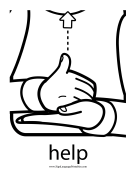 Baby Sign Language "Help" sign (outline) sign language printable