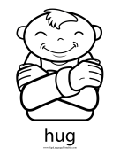 Baby Sign Language "Hug" sign (outline) sign language printable