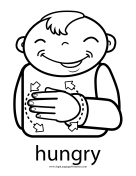 Baby Sign Language "Hungry" sign (outline) sign language printable