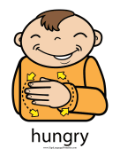 Baby Sign Language "Hungry" sign (color) sign language printable