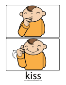 Baby Sign Language "Kiss" sign (color) sign language printable