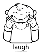 Baby Sign Language "Laugh" sign (outline) sign language printable