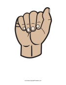 Letter A (color, no label) sign language printable