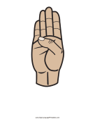 Letter B (color, no label) sign language printable