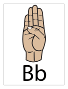 Letter B (color, with label) sign language printable