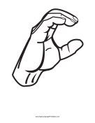 Letter C (outline, no label) sign language printable