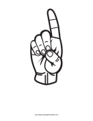 Letter D (outline, no label) sign language printable