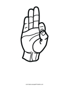 Letter F (outline, no label) sign language printable