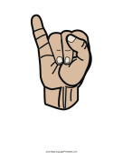 Letter I (color, no label) sign language printable