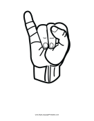 Letter I (outline, no label) sign language printable